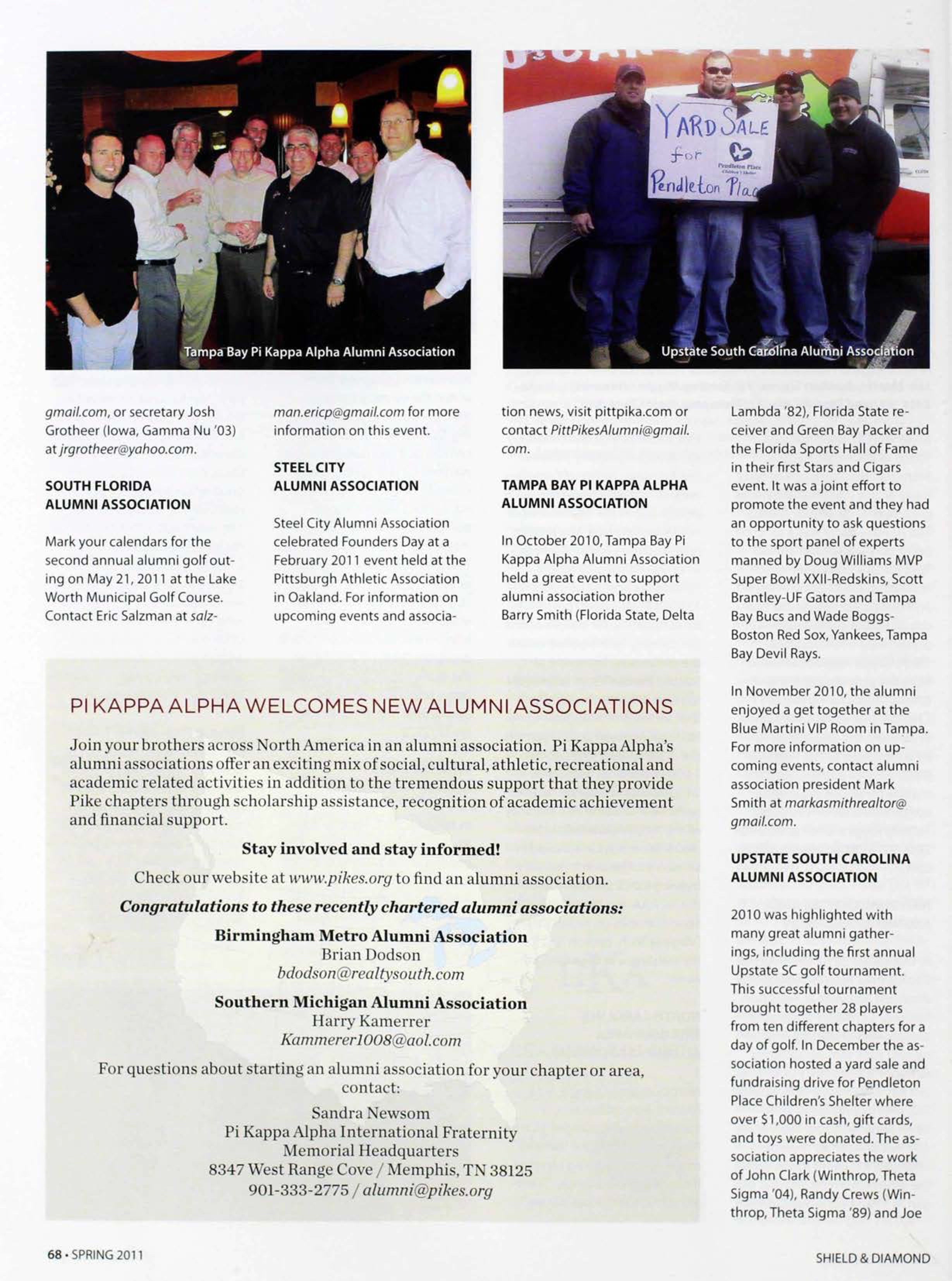 Pi Kappa Alpha Welcomes New Alumni Associations, Spring 2011